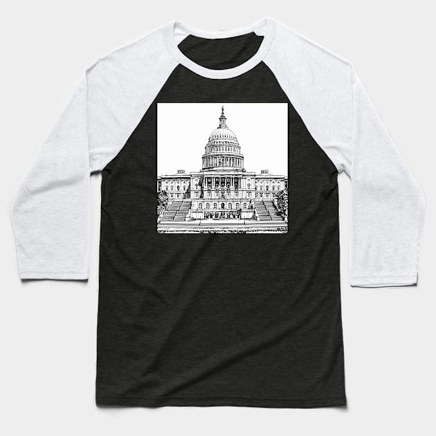 UNITED STATES CAPITOL (west front) - INK PAINTING .2 Baseball T-Shirt by lautir